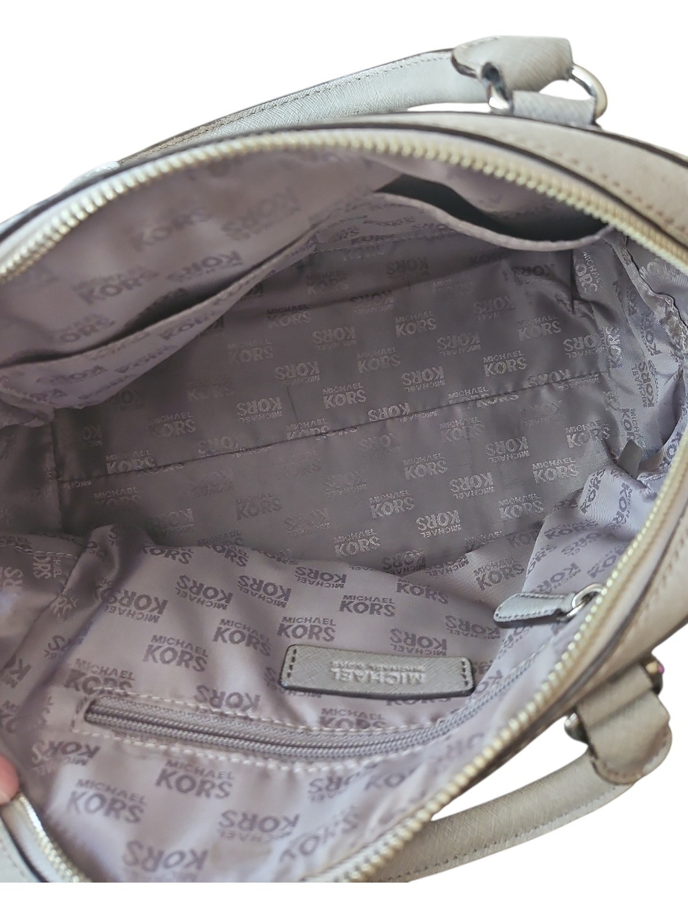 Michael Kors Gray Saffiano Leather Satchel - Picture 9 of 13